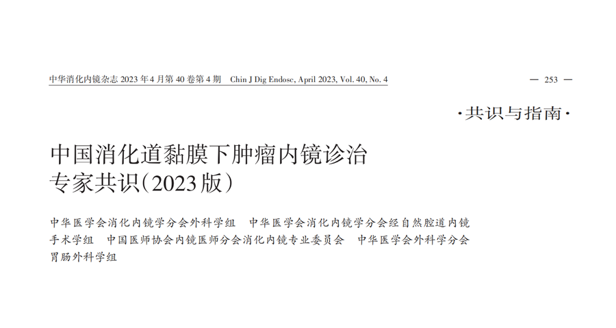 指南与共识 |  《中国消化道黏膜下肿瘤内镜诊治专家共识（2023版）》关键问题及推荐意见