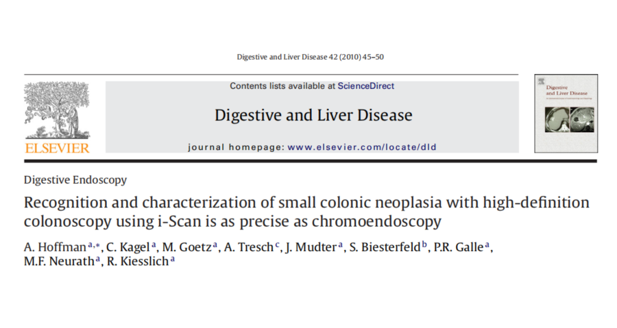 文献速递 | 使用i-Scan的高清晰度结肠镜对小结肠肿瘤的识别和表征与色素内镜一样精确